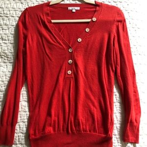 V-neck Red Gap Sweater with Button Detail